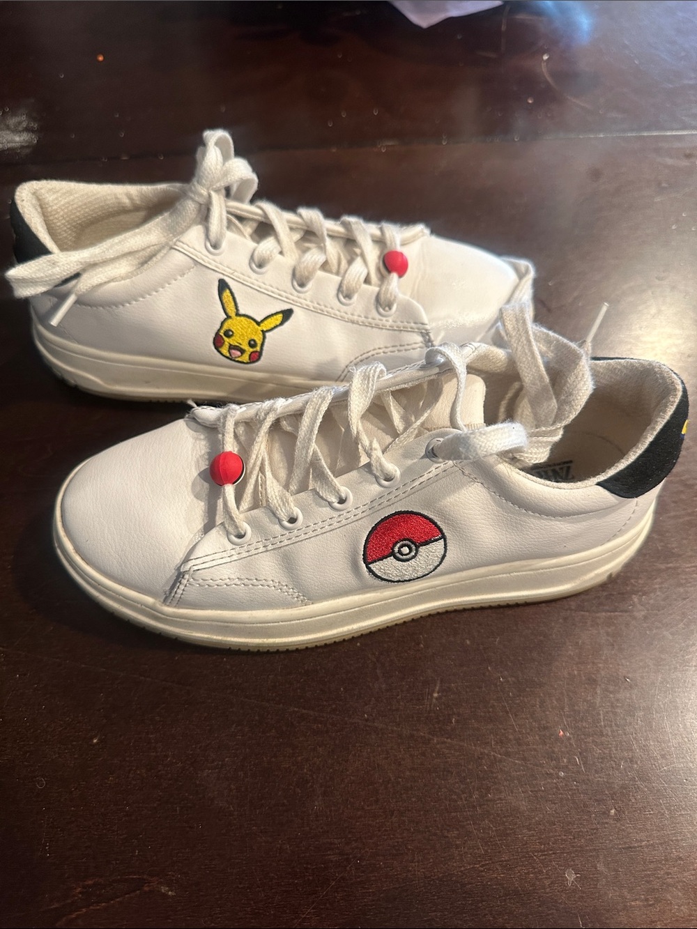 Zara White Kids Sneakers with Pikachu & Poké Ball Embroidery
